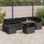 Conjunto de sofá de jardín con cojín 8 pcs Negro