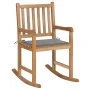 Massiver Teakholz-Schaukelstuhl mit grauem Kissen von vidaXL, Gartenstühle - Ref: Foro24-3062758, Preis: 163,17 €, Rabatt: %