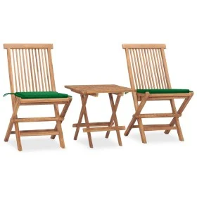 Folding garden dining set 3 pieces teak wood cushions by vidaXL, Garden sets - Ref: Foro24-3063203, Price: 161,35 €, Discount: %