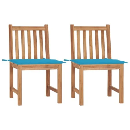 Gartenstühle 2 Einheiten aus massivem Teakholz mit Kissen von vidaXL, Gartenstühle - Ref: Foro24-3062920, Preis: 225,29 €, Ra...