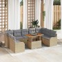 Conjunto de sofá de jardín con cojín 10 pcs beige y gris claro