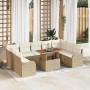 Conjunto de sofá de jardín con cojín 10 pcs beige y crema