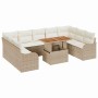 Conjunto de sofá de jardín con cojín 10 pcs beige y crema