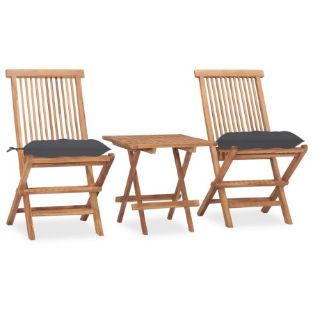 Klappbare Garten-Essgruppe mit 3-teiligen Kissen aus Teakholz von vidaXL, Gartensets - Ref: Foro24-3063213, Preis: 164,02 €, ...