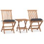 Klappbare Garten-Essgruppe mit 3-teiligen Kissen aus Teakholz von vidaXL, Gartensets - Ref: Foro24-3063213, Preis: 164,02 €, ...