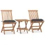 Klappbare Garten-Essgruppe mit 3-teiligen Kissen aus Teakholz von vidaXL, Gartensets - Ref: Foro24-3063213, Preis: 161,54 €, ...