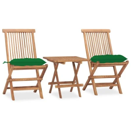 Folding garden dining set 3 pieces teak wood cushions by vidaXL, Garden sets - Ref: Foro24-3063218, Price: 164,38 €, Discount: %