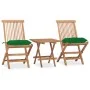 Folding garden dining set 3 pieces teak wood cushions by vidaXL, Garden sets - Ref: Foro24-3063218, Price: 164,38 €, Discount: %