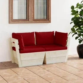 2-seater garden pallet sofa with fir wood cushions by vidaXL, Garden sets - Ref: Foro24-3063393, Price: 186,76 €, Discount: %