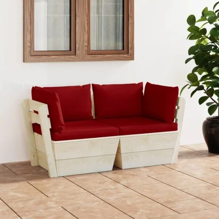 2-Sitzer-Gartensofa aus Paletten mit Kissen aus Tannenholz von vidaXL, Gartensets - Ref: Foro24-3063393, Preis: 181,97 €, Rab...