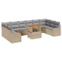 Conjunto de sofá de jardín con cojín 11 pcs beige y gris claro