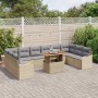 Conjunto de sofá de jardín con cojín 11 pcs beige y gris claro