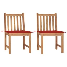 Gartenstühle 2 Einheiten aus massivem Teakholz mit Kissen von vidaXL, Gartenstühle - Ref: Foro24-3062922, Preis: 249,77 €, Ra...