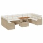 Conjunto de sofá de jardín con cojín 11 pcs beige y crema