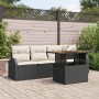 Conjunto de sofá de jardín 5 pcs Negro y crema 100 x 55 x 73 cm