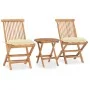 Klappbare Garten-Essgruppe mit 3-teiligen Kissen aus Teakholz von vidaXL, Gartensets - Ref: Foro24-3063188, Preis: 164,31 €, ...