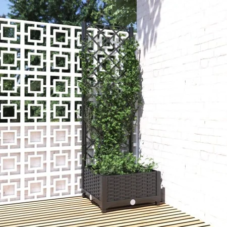 Planter with black PP trellis 40x40x121.5 cm by vidaXL, Pots and planters - Ref: Foro24-318268, Price: 39,31 €, Discount: %