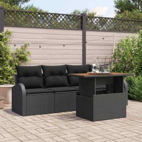 Conjunto de sofá de jardín Manual 5 pcs Negro 100 x 55 x 73 cm
