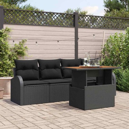 Conjunto de sofá de jardín Manual 5 pcs Negro 100 x 55 x 73 cm