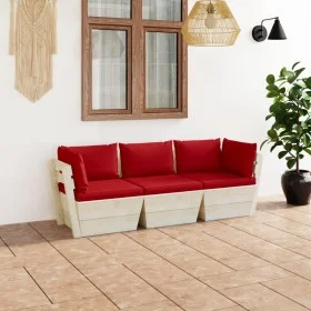 3-seater garden pallet sofa with fir wood cushions by vidaXL, Garden sets - Ref: Foro24-3063402, Price: 271,00 €, Discount: %