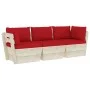3-Sitzer-Gartensofa aus Paletten mit Kissen aus Tannenholz von vidaXL, Gartensets - Ref: Foro24-3063402, Preis: 269,32 €, Rab...