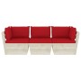 3-seater garden pallet sofa with fir wood cushions by vidaXL, Garden sets - Ref: Foro24-3063402, Price: 246,72 €, Discount: %