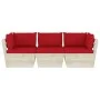 3-Sitzer-Gartensofa aus Paletten mit Kissen aus Tannenholz von vidaXL, Gartensets - Ref: Foro24-3063402, Preis: 269,32 €, Rab...