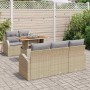 Conjunto de sofá de jardín con cojín 6 pcs beige y gris claro