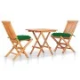 3-teiliges Bistroset aus massivem Teakholz mit grünen Kissen von vidaXL, Gartensets - Ref: Foro24-3063245, Preis: 198,13 €, R...