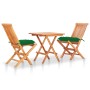 3-teiliges Bistroset aus massivem Teakholz mit grünen Kissen von vidaXL, Gartensets - Ref: Foro24-3063245, Preis: 190,99 €, R...