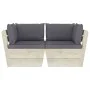 2-seater garden pallet sofa with fir wood cushions by vidaXL, Garden sets - Ref: Foro24-3063384, Price: 180,68 €, Discount: %