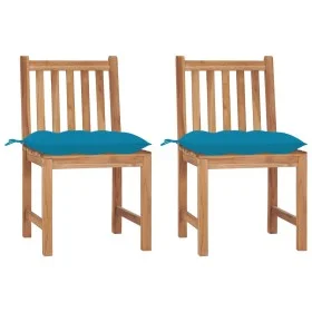 Gartenstühle 2 Einheiten aus massivem Teakholz mit Kissen von vidaXL, Gartenstühle - Ref: Foro24-3062935, Preis: 226,27 €, Ra...