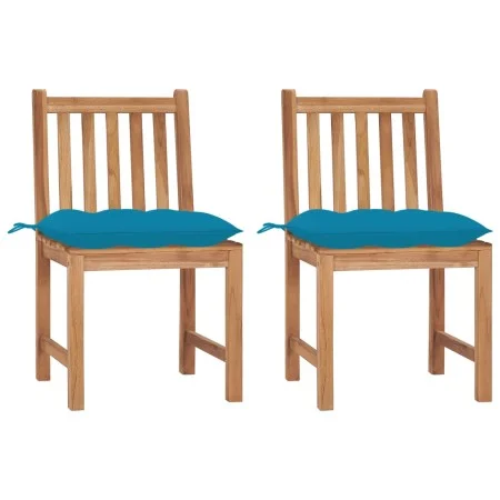 Garden chairs 2 units solid teak wood with cushions by vidaXL, Garden chairs - Ref: Foro24-3062935, Price: 226,27 €, Discount: %