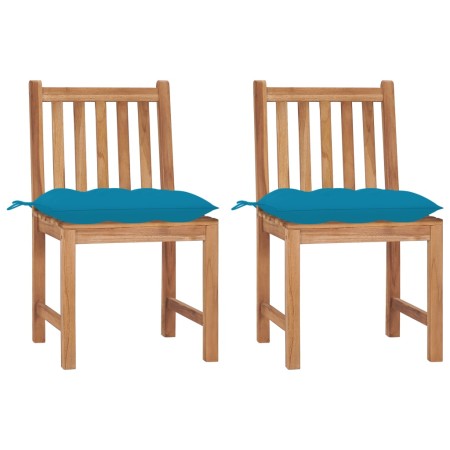 Gartenstühle 2 Einheiten aus massivem Teakholz mit Kissen von vidaXL, Gartenstühle - Ref: Foro24-3062935, Preis: 234,18 €, Ra...