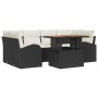 Conjunto de sofá de jardín 7 pcs Negro y crema 100 x 55 x 73 cm
