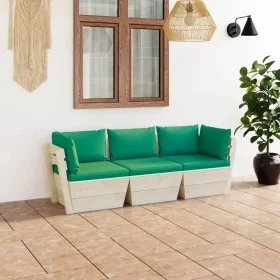 3-seater garden pallet sofa with fir wood cushions by vidaXL, Garden sets - Ref: Foro24-3063401, Price: 240,00 €, Discount: %