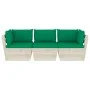 3-seater garden pallet sofa with fir wood cushions by vidaXL, Garden sets - Ref: Foro24-3063401, Price: 240,00 €, Discount: %