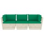 3-Sitzer-Gartensofa aus Paletten mit Kissen aus Tannenholz von vidaXL, Gartensets - Ref: Foro24-3063401, Preis: 246,72 €, Rab...
