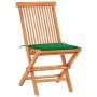 3-piece bistro set with green cushions in solid teak wood by vidaXL, Garden sets - Ref: Foro24-3063230, Price: 187,97 €, Disc...