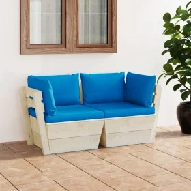 Sofá de palets de jardín 2 plazas con cojines madera de abeto by vidaXL, Garden sets - Ref: Foro24-3063388, Price: 191,57 €, ...