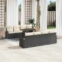 Conjunto de sofá de jardín 7 pcs Negro y crema 100 x 55 x 73 cm