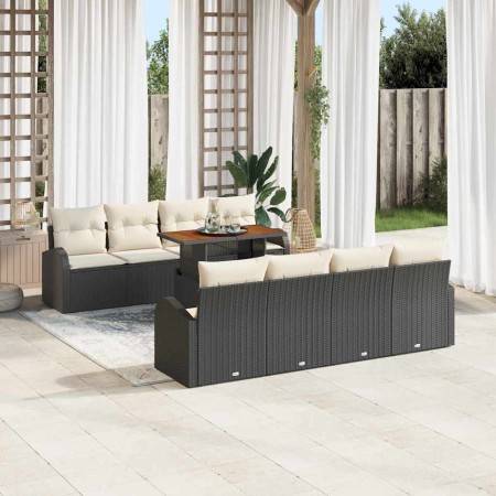 Conjunto de sofá de jardín 7 pcs Negro y crema 100 x 55 x 73 cm
