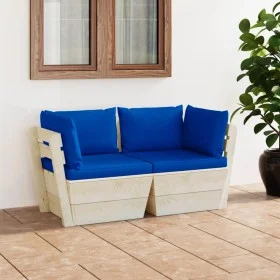 2-seater garden pallet sofa with fir wood cushions by vidaXL, Garden sets - Ref: Foro24-3063394, Price: 180,93 €, Discount: %