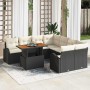 Conjunto de sofá de jardín 9 pcs Negro y crema 100 x 55 x 73 cm