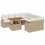 Conjunto de sofá de jardín 9 pcs beige y crema 100 x 55 x 73 cm