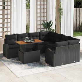 Conjunto de sofá de jardín 9 pcs Negro 100 x 55 x 73 cm