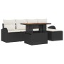Conjunto de sofá de jardín con cojín 6 pcs Negro y crema