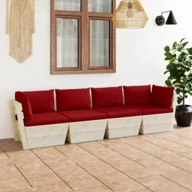 4-seater garden pallet sofa with fir wood cushions by vidaXL, Garden sets - Ref: Foro24-3063450, Price: 307,76 €, Discount: %