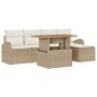 Conjunto de sofá de jardín con cojín 6 pcs beige y crema