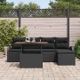 Conjunto de sofá de jardín con cojín 6 pcs Negro